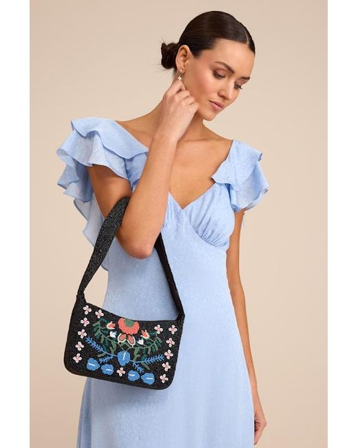 Lulus Blue Raadha Multi Beaded Shoulder Bag