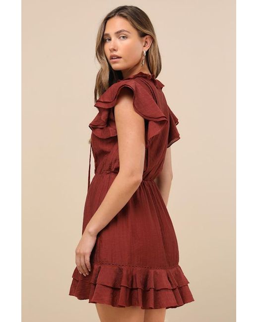Lulus Tanaya Flutter Sleeve Tiered Mini Dress