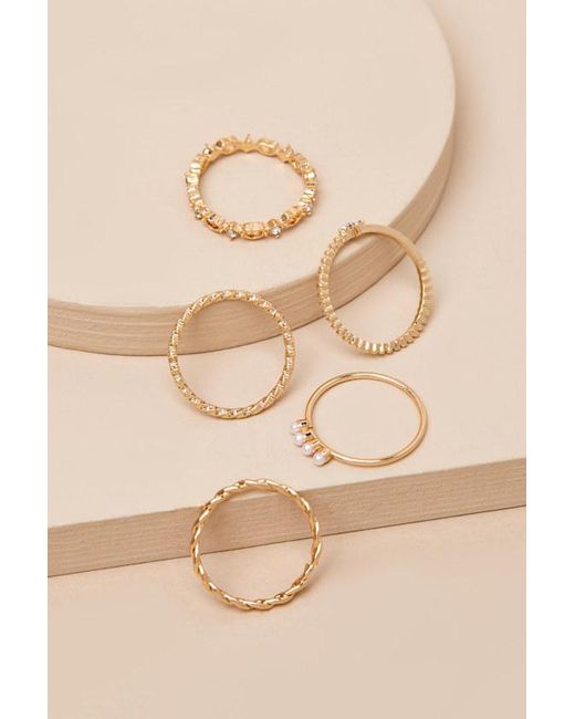 Lulus Brown Simply Dazzling Six-Piece Ring Set