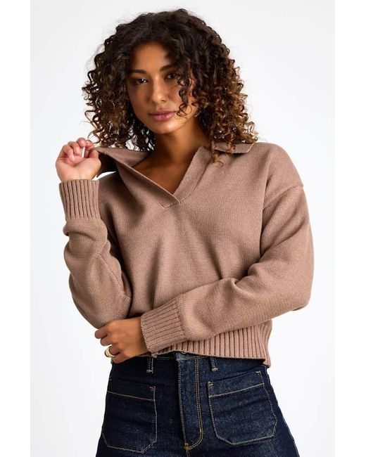 Lulus Blue Cozy Forecast Collared Pullover Sweater