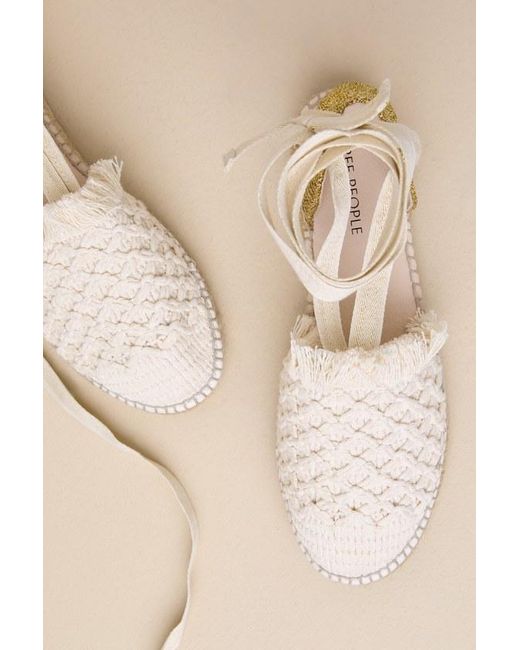 Free People Natural Vida Woven Lurex Lace-Up Flatform Espadrilles