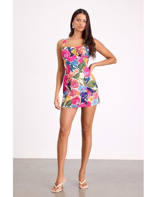 Lulus Red Exuberant Chicness Multi Floral Sleeveless Mini Dress