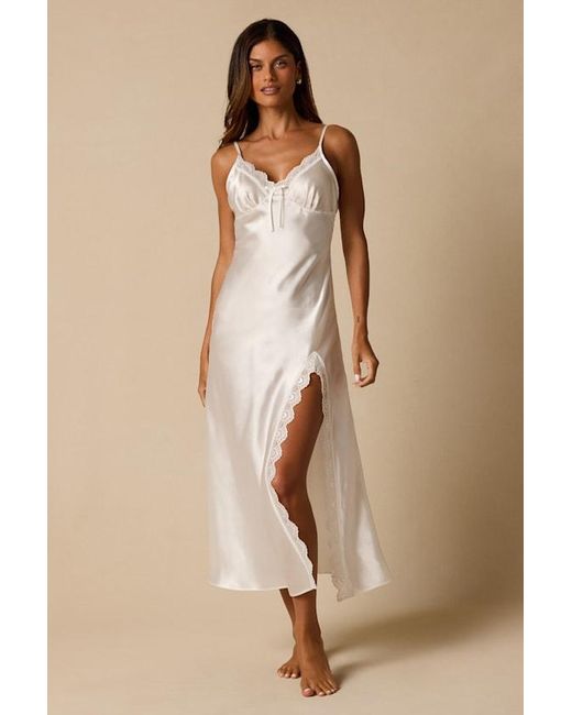 Lulus Natural Novalee Satin Lace Lingerie Slip