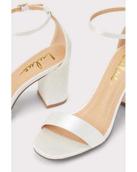 Lulus Natural Arylee Satin Ankle Strap Heels