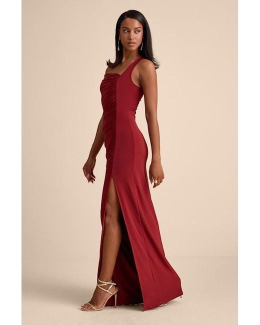 Lulus Josie Jersey Knit Ruched Maxi Dress in Red | Lyst Lulus Josie Jersey Knit Ruched Maxi Dress in Red | Lyst