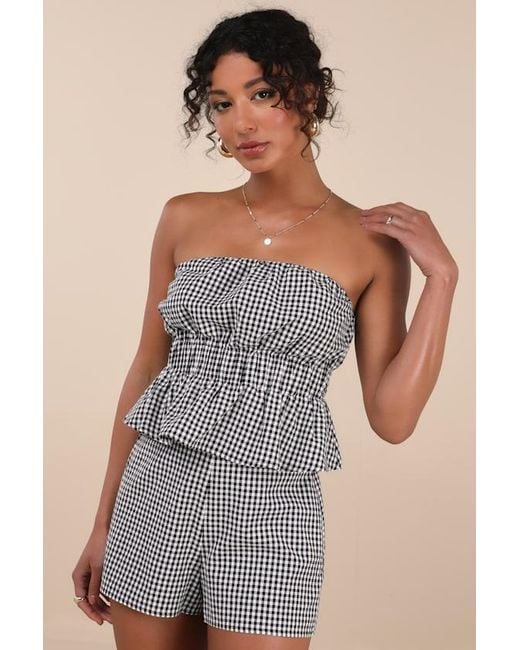 Lulus Gray Daisley And Gingham Shorts