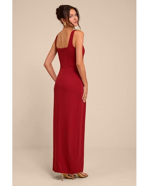 Lulus Red Glamorous Disposition Rust Ruched Maxi Dress