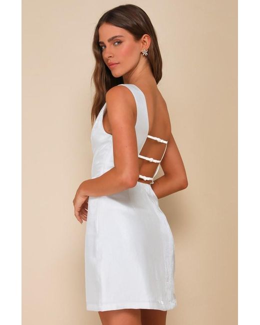 Lulus Natural Sophisticated Selection Sleeveless Backless Mini Dress