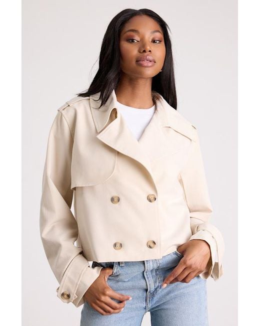 Lulus Blue Donley Light Double-Breasted Cropped Trench Coat