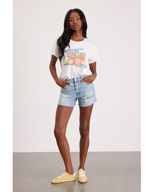 Levi's Blue Ribcage Light Wash Distressed High-Rise Denim Shorts
