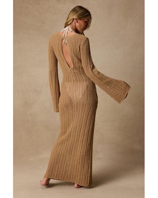 Lulus Natural Yates Crochet Sequin Maxi Swim Cover-Up