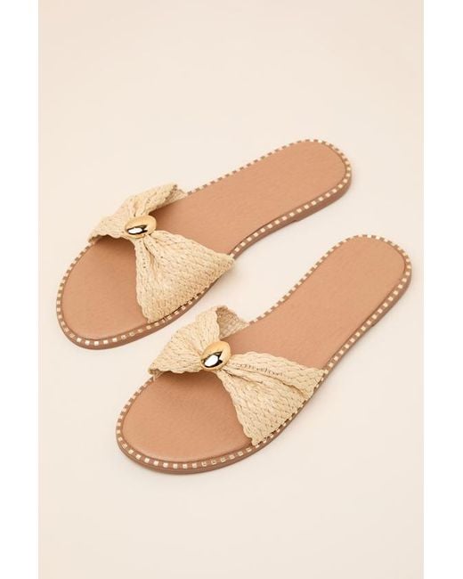 Lulus Natural Robby Raffia Slide Sandals