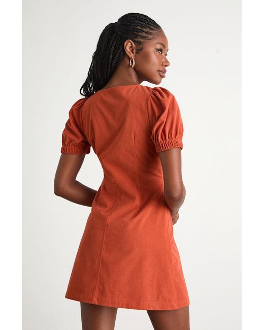 Lulus Adored Cutie Corduroy Button-Front Mini Dress
