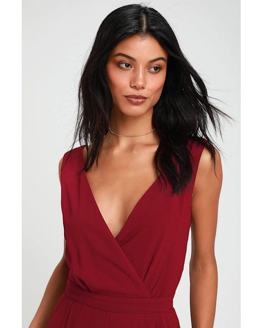 Lulus Red Kiska Lace Wide-Leg Jumpsuit