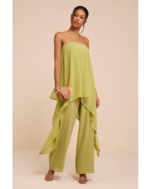 Lulus Brown Kiko Lime Strapless Overlay Wide-Leg Jumpsuit