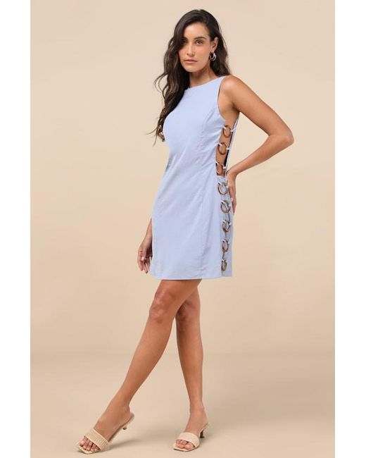 Lulus Blue Decidedly Summery Cutout Sleeveless O-Ring Mini Dress
