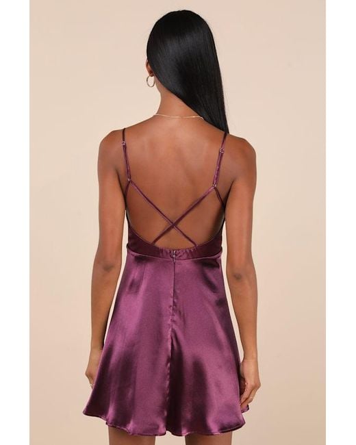 Lulus Red Happily Yours Satin Skater Mini Dress