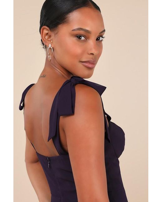 Lulus Blue Sophisticated Charisma Tie-Strap A-Line Midi Dress