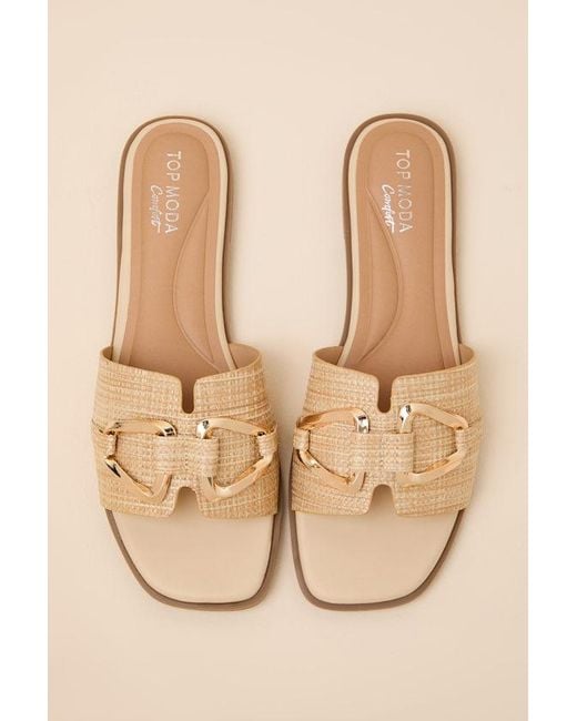 Lulus Natural Barrett Raffia Slide Sandals