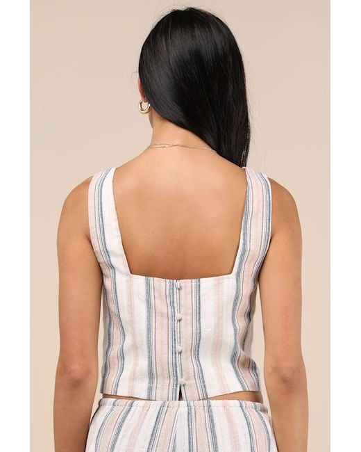 Lulus White Raylon Multi Striped Tank Top