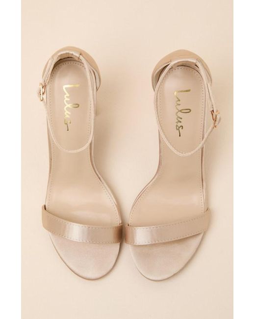 Lulus Brown Taylor Satin Ankle Strap Heels