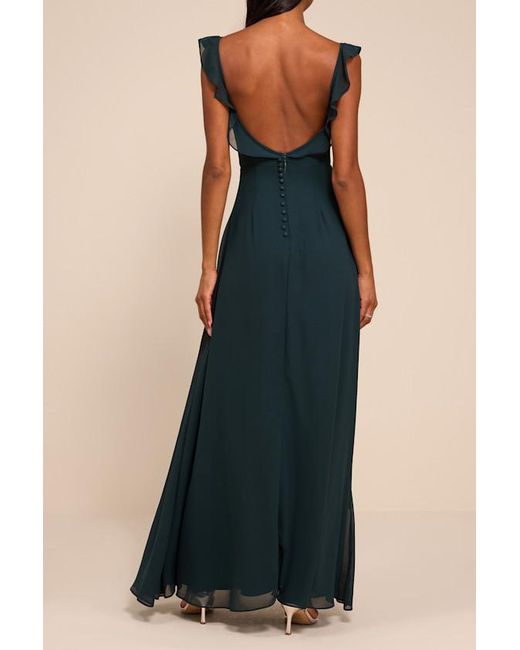 Lulus Blue Dreamy Admiration Ruffled Maxi Dress