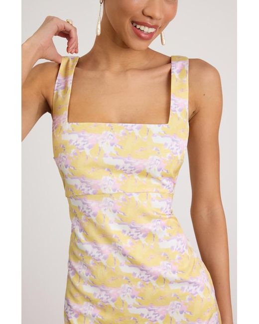 Lulus Natural Truly The Cutest Multi Satin Square Neck Mini Dress