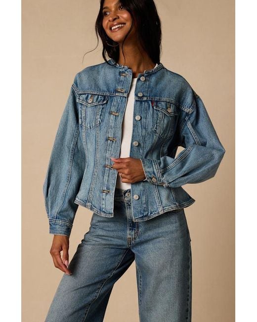 Levi's Blue Sculpted Trucker Medium Wash Denim Jacket