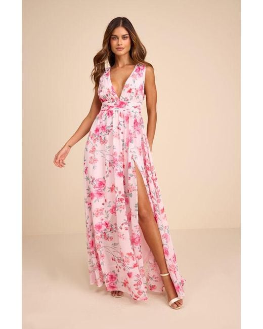 Lulus Pink Heavenly Hues Floral Maxi Dress