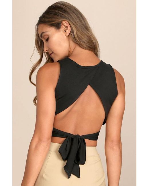 Lulus Black Let's Tie It Tie-Back Cropped Tank Top
