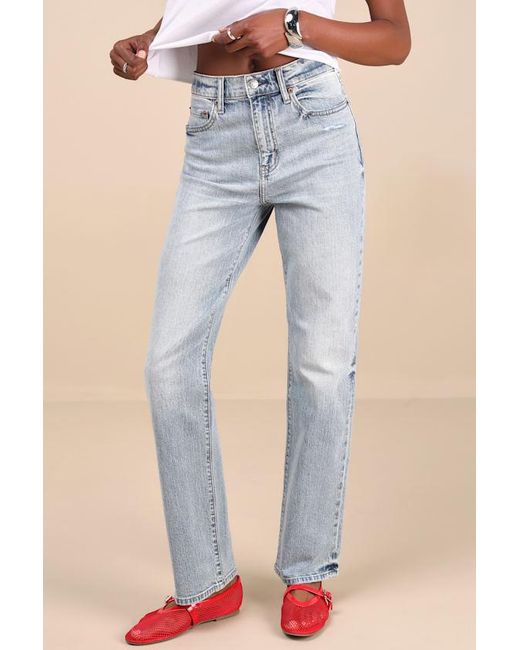 Daze Denim Blue Sundaze Light Wash Denim Straight Leg High-Rise Jeans