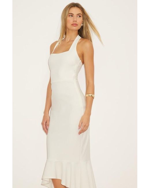 Lulus Natural Londa Halter Neck Trumpet Midi Dress