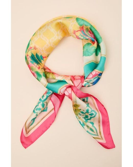 Lulus Pink Fadia Multi Print Satin Scarf