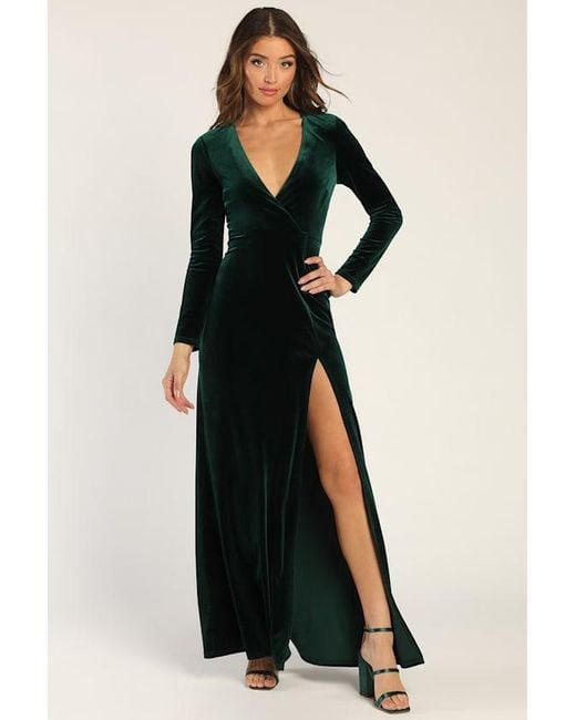 Lulus Black Sensational Memories Velvet Surplice Maxi Dress