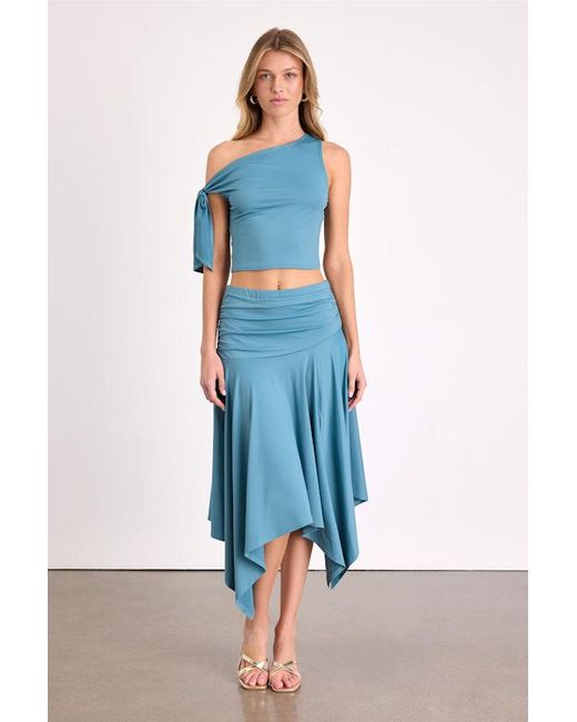 Lulus Blue Lizzy Jersey Knit Asymmetrical Top