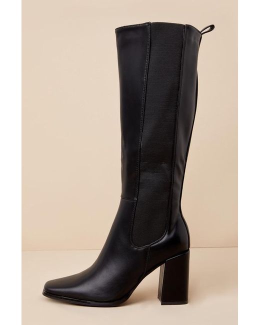 Lulus Black Thia Square Toe Knee-High Boots