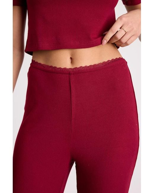 Lulus Red Laudrey Ribbed Knit Wide-Leg Lounge Pants