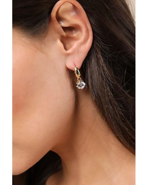 Lulus Black Simply Marvelous Rhinestone Huggie Hoop Earrings