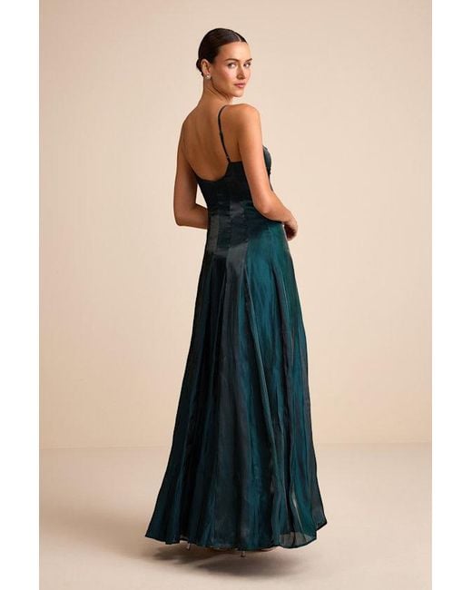 Lulus Black Zeline Organza Pleated Drop Waist Maxi Dress