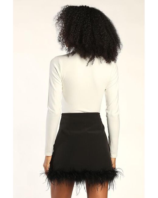 Lulus Black Celebratory Sweetie Feather Mini Skirt