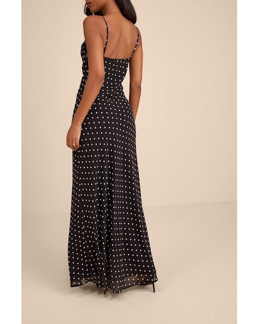 Lulus Natural Adaria Polka Dot Cowl Neck Maxi Dress