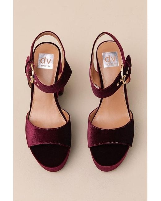 Dolce Vita Wayward Velvet Platform High Heel Sandals in Red Lyst UK