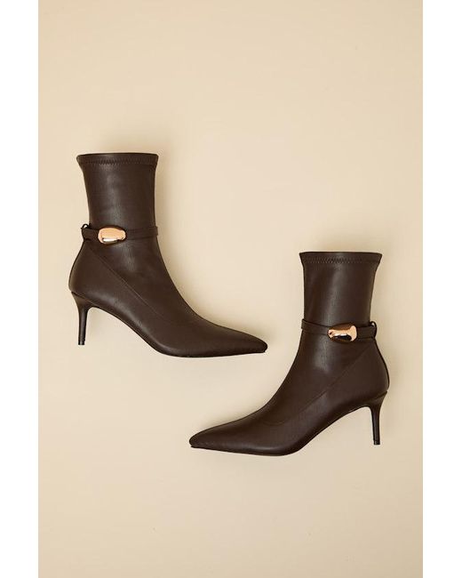 Billini Natural Joyce Chocolate Pointed-Toe Sock Boots