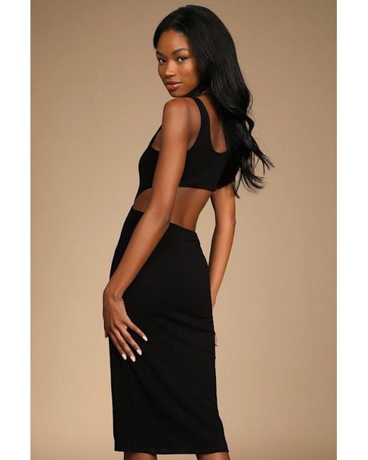 Lulus Black How I Feel Cutout Bodycon Midi Dress