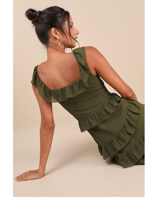 Lulus Green Compelling Romantic Ruffled Tiered Maxi Dress