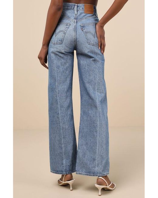 Levi's Blue Ribcage Light Wash Wide-Leg Denim Jeans
