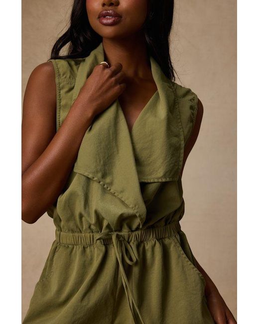 Lulus Green Ira Collared Drawstring Romper