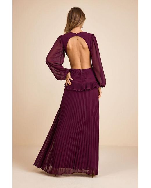 Lulus Red Chaelyn Plum Long Sleeve Cutout Maxi Dress