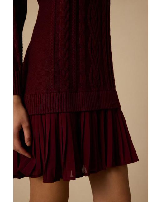 Lulus Red Alvie Cable Knit Drop Waist Sweater Dress