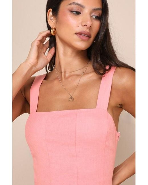 Lulus Pink Undoubtedly Sweet Linen Sleeveless Mini Dress